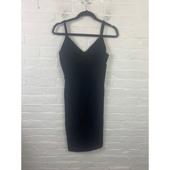 SPRWMN Women's Adjustable Straps Tank Dress Black Sleeveless Size Medium - Picture 1 of 5